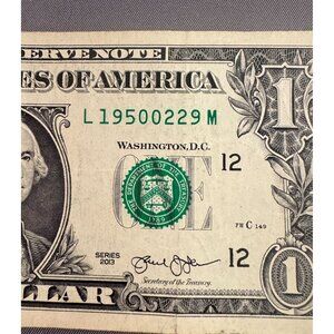 February 29 1950 Leap Year Rare Birthday Date Fancy Serial Number 1 Dollar Bill